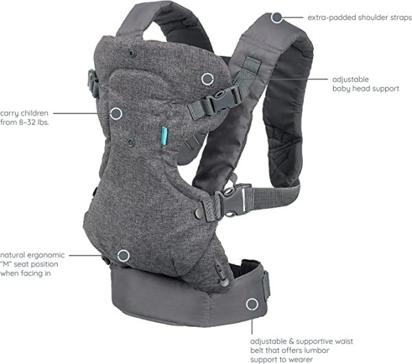Infantino Flip Advanced 4-in-1 Grey Carrier - Ergonomic, convertible