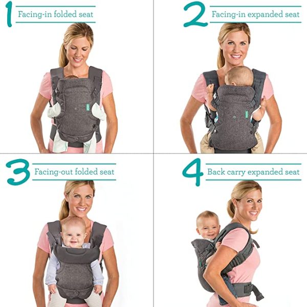 Infantino Flip Advanced 4-in-1 Grey Carrier - Ergonomic, convertible